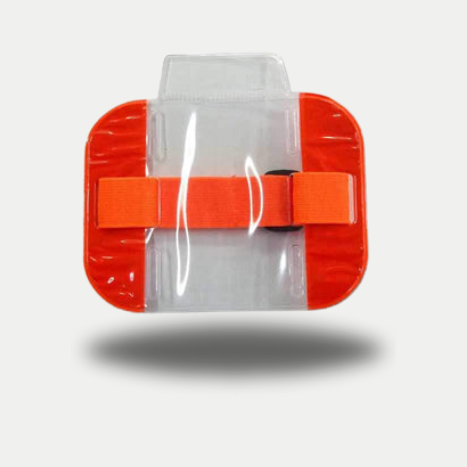 ID / SIA LICENCE BADGE HOLDER - ARM BAND HIGH VIZ ORANGE